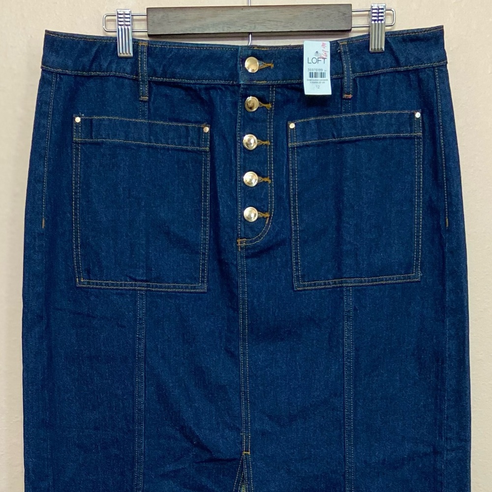LOFT Denim Pocket Midi Skirt - Picture 4 of 6